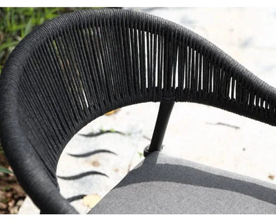 Domiziani Lava Stone Table & Nivala Chairs | Outdoor Dining Setting in Charcoal / Roccia / Black / 5pc 95cm_2