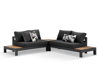 Aspen Teak Platform | Outdoor Lounge Setting in Charcoal / Sooty / Dark Grey / 4 Seater 2LH-2RH / Aspen Corner Table_3