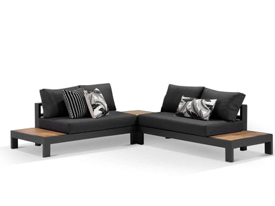 Aspen Platform Corner Table in Charcoal / Teak 3
