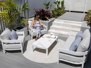 Pasadena Sofa Set | Outdoor Lounge Setting in White / Dove / 4 Seater / Pasadena Coffee Table_5