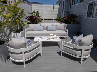Pasadena Sofa Set | Outdoor Lounge Setting in White / Dove / 5 Seater / Pasadena Coffee Table_1