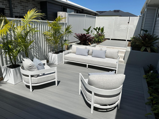 Pasadena Sofa Set | Outdoor Lounge Setting in White / Dove / 4 Seater / Without Coffee Table_6