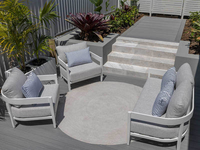 Pasadena Sofa Set | Outdoor Lounge Setting in White / Dove / 4 Seater / Without Coffee Table_1