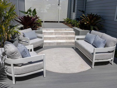 Pasadena Sofa Set | Outdoor Lounge Setting in White / Dove / 4 Seater / Without Coffee Table_5