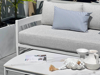 Pasadena Sofa Set | Outdoor Lounge Setting in White / Dove / 4 Seater / Without Coffee Table_4