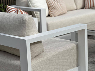 Milos Sofa Set | Outdoor Lounge Setting in White / Pebble / 5 Seater / Without Coffee Table_4