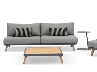 Petal Outdoor Side Table in Charcoal - side view.