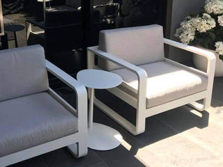 Petal Outdoor Side Table in White - side view 2.