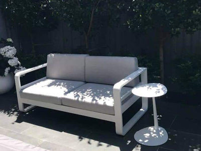 Petal Outdoor Side Table in White - side view 3.