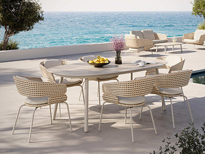 Phil Outdoor Dining Chair in White / Earth Stone / Play Safari