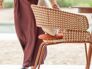 Phil Table & Phil Chairs | Outdoor Dining Setting in Rust / Marsala Red / Urban Glow 4