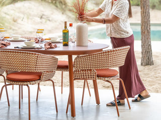 Phil Outdoor Dining Chair in Rust / Urban Glow / Play Saffran 2