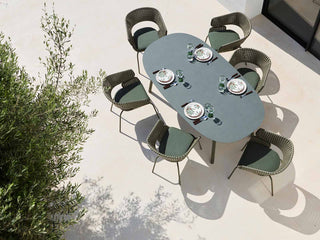 Phil Table & Phil Chairs | Outdoor Dining Setting in Green / Chester Green / Forest Fog 10