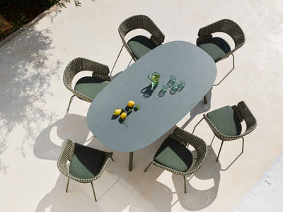 Phil Table & Phil Chairs | Outdoor Dining Setting in Green / Chester Green / Forest Fog 12