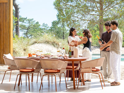 Phil Outdoor Dining Chair in Rust / Urban Glow / Play Saffran 6