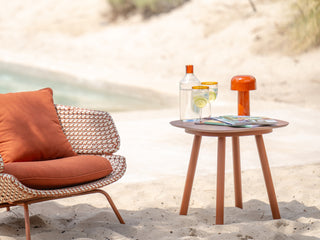 ~Phil Outdoor Side Table in Rust / Marsala Red 1