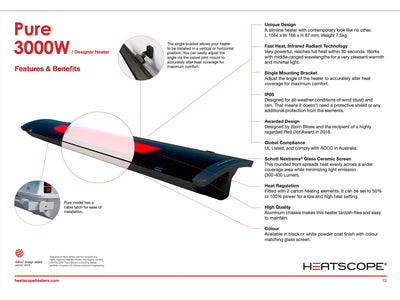 Heatscope Pure+ 3000W Electric Radiant Outdoor Heater in Black 7.