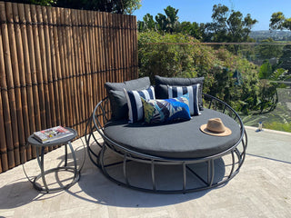 Purist Outdoor Daybed in Charcoal / Sooty - side view.