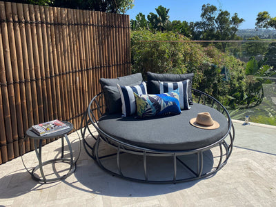 Purist Outdoor Daybed in Charcoal / Sooty - side view.
