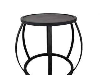 Purist Outdoor Side Table in Charcoal - side view.