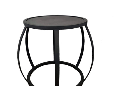 Purist Outdoor Side Table in Charcoal - side view.