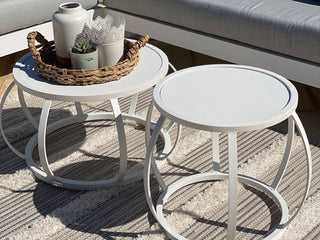 Purist Outdoor Side Table in White - side view 2.
