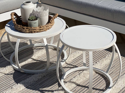 Purist Outdoor Side Table in White - side view 2.