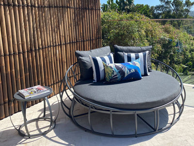 Purist Outdoor Side Table in Charcoal - side view 3.