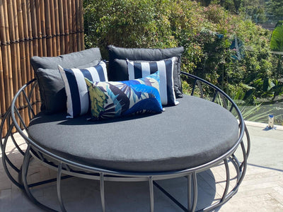 Tropicalia Porcelain Blue Outdoor Euro Bolster Cushion in Porcelain 3.