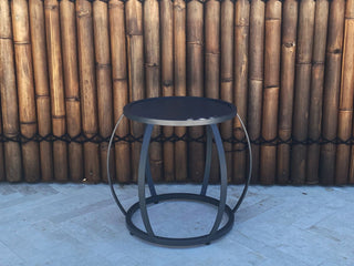 Purist Outdoor Side Table in Charcoal - side view 2.
