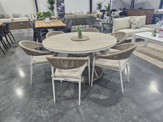 FLOORSTOCK SALE - Adele Round Ceramic Table with Nivala Chairs -7pc Outdoor Dining Setting_1
