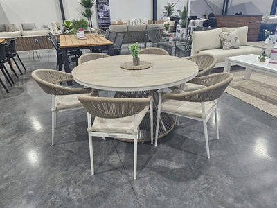 FLOORSTOCK SALE - Adele Round Ceramic Table with Nivala Chairs -7pc Outdoor Dining Setting_1