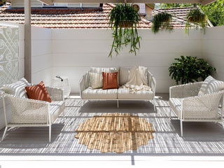 Safari Sofa Set | Outdoor Lounge Setting in White / Linen / Beech / Without Coffee Table_1