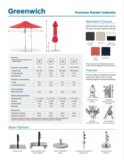 Greenwich 3m Square Outdoor Market Umbrella in Palm Springs 3.