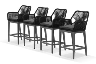 Serang Outdoor Bar Chair Set in Charcoal / Black / Coal / Set of 4_1