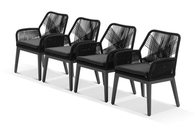 Serang Outdoor Dining Chair Set in Charcoal / Black / Coal / Set of 4_1
