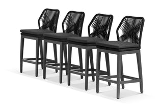 Serang Armless Outdoor Bar Chair Set in Charcoal / Black / Coal / Set of 4_1
