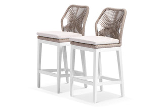 Serang Armless Outdoor Bar Chair Set in White / Biscuit / Pebble / Set of 4_5