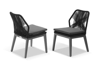Serang Armless Outdoor Dining Chair Set in Charcoal / Black / Coal / Set of 2_3