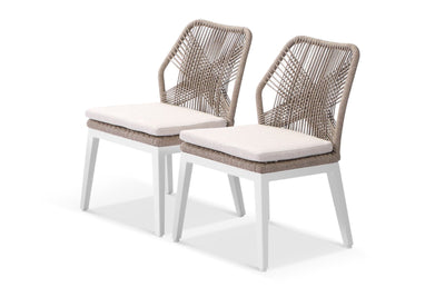 Serang Armless Outdoor Dining Chair Set in White / Biscuit / Pebble / Set of 2_1