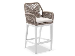 Adele Ceramic Table & Serang Chairs | Outdoor Bar Setting in White / Travertino / Biscuit / 5pc 140x74cm_3