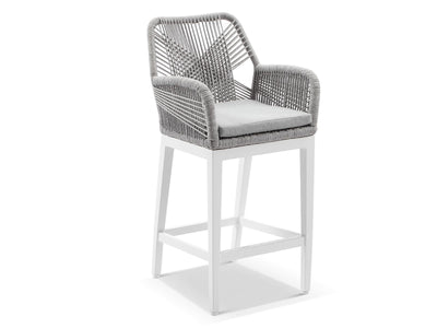 Adele Ceramic Table & Serang Chairs | Outdoor Bar Setting in White / Light Grey / Gobi / 5pc 140x74cm_2
