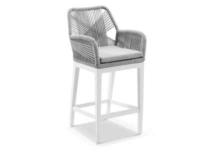 Adele Table & Serang Chairs | Outdoor Balcony Bar Setting in White / Gobi / 3pc 140x42cm_4