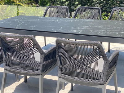 Serang Outdoor Dining Chair in Charcoal / Black / Coal - detail 3.