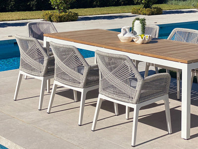 Serang Outdoor Dining Chair in White / Gobi / Grey Ridge 4.