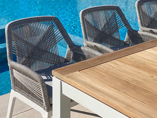 Serang Outdoor Dining Chair in White / Gobi / Grey Ridge - detail.