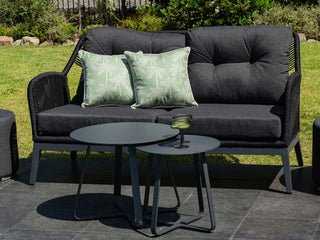 Serang Outdoor Lounge in Charcoal / Black / Coal - close-up.