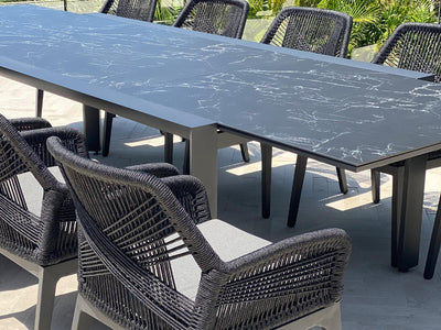 Mona Extension Table & Serang Chairs | Outdoor Dining Setting in Charcoal / C57 / Black_12
