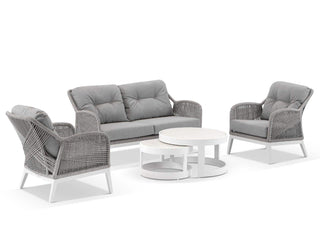 Serang Sofa Set | Outdoor Lounge Setting in White / Gobi / Grey Ridge / 4 Seater / Aspen Coffee Table Set_1