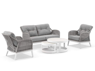 Serang Sofa Set | Outdoor Lounge Setting in White / Gobi / Grey Ridge / 4 Seater / Aspen Coffee Table Set_1